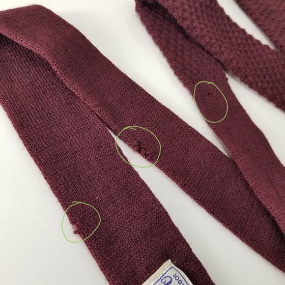 Vintage 1960s wine wool chunky knit tie - Picture 5 of 6